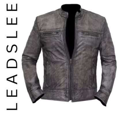 Grey Biker Leather Jacket